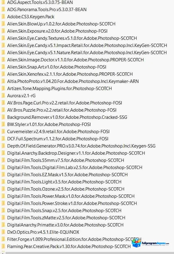 100 Adet Photoshop Plugin Paketi İndir ekran görüntüsü